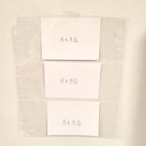 Photo Sheet Protector Pages 5 x 3 1/2  Horizontal. Set of 28 sheets.