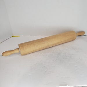 Large Solid Wooden Rolling Pin Unpainted Handles 19&quot; long