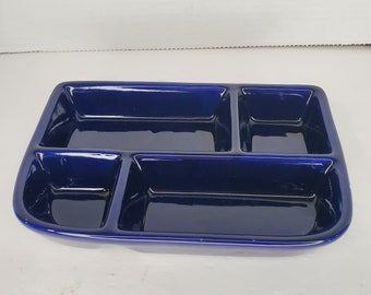 Daxin 8" Tray Ceramic Blue 4 compartments