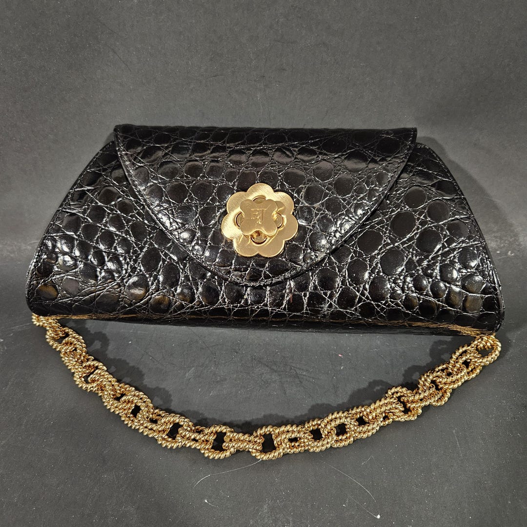 Buy Eric Javits Black Patent Leather Purse Clutch Shoulder Bag Red Interior  Online in India