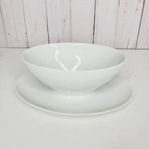 Holiday China Gravy Boat w Attached Underplate White Patten Made in Germany
