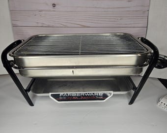 Asador eléctrico Farberware de hogar abierto, modelo 450A, de acero inoxidable duradero, fabricado en EE. UU.