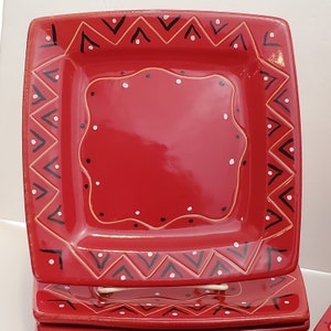 Vtg Deruta Salad Plate Hand Painted Red Black White Bandana Made in Italy (PRICED PER PIERCE)