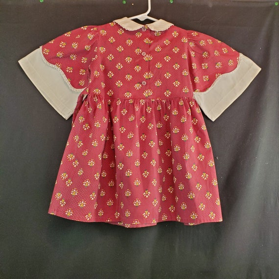 Toddler Dress Red White Short Sleeve Self Tie Str… - image 5