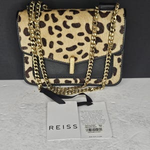 Reiss Elliot Print Mini Purse Animal Print Gold Tone Hardware