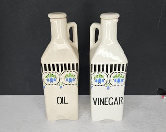 Cruet Set 40s Czechoslovakian 2 pc Ceramic Bluebells JB & W