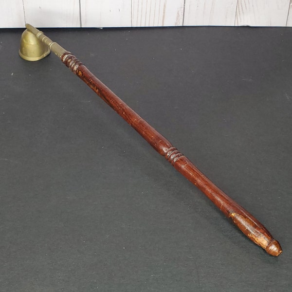 Wood and Brass Candle Snuffer Tarnish Paint