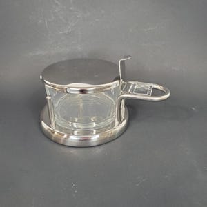 Round Glass Covered Butter Dish Metal Lid Clear