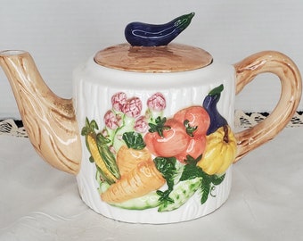 Vintage GKA Vegetable Themed Teapot with Eggplant Lid