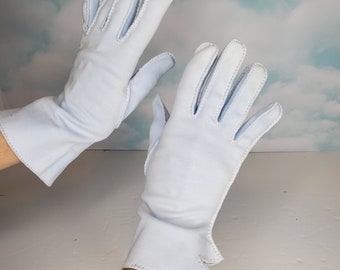 Short Gloves Light Blue Polyester