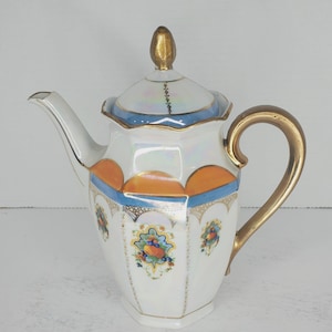 Unbranded Teapot Blue Orange Asian Inspired REPAIRED