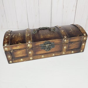 Wooden Storage Box Rectangular Treasure Chest Locking Clasp