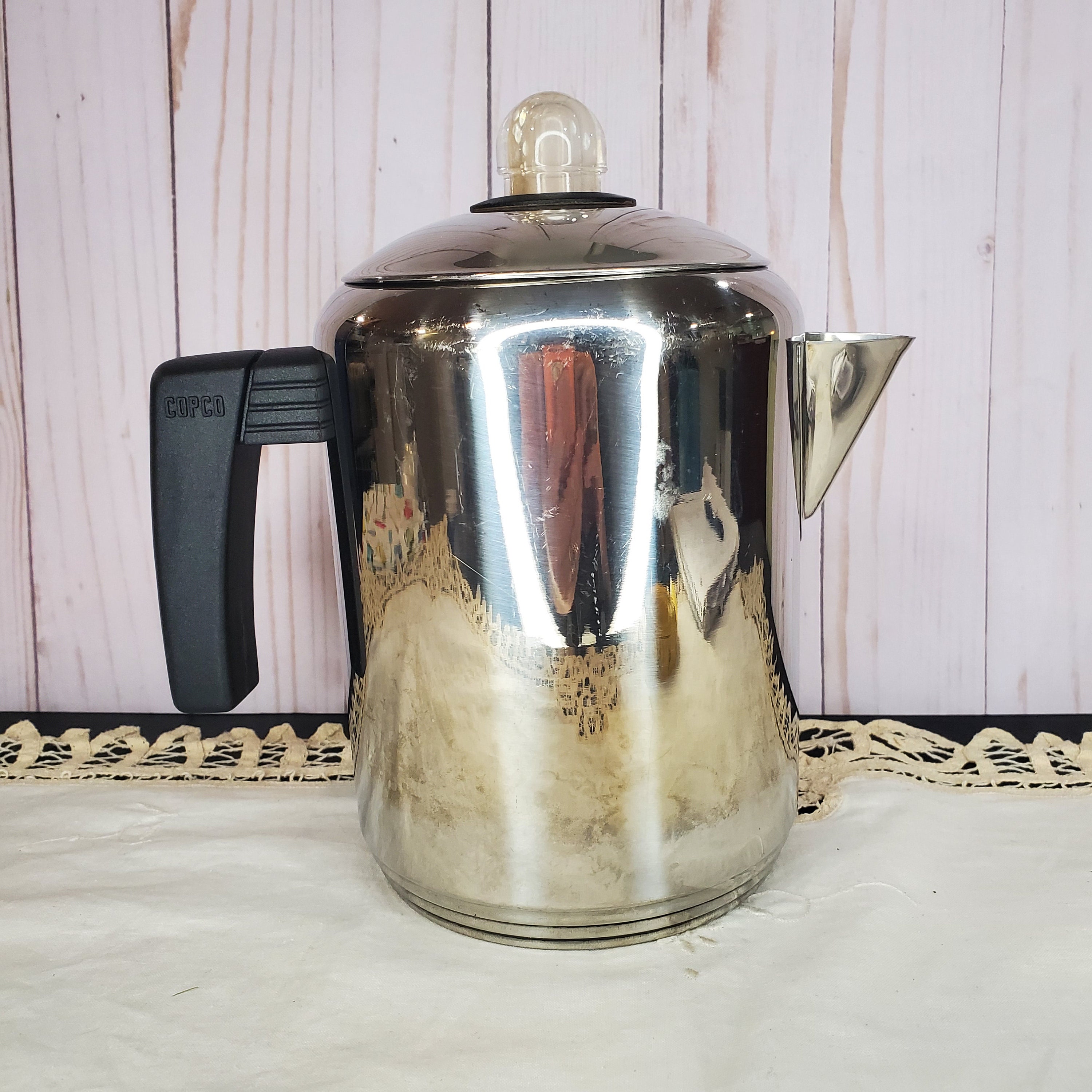 Copco Stove Top Percolator Coffee Pot 8 Cup Stainless Steel Mid