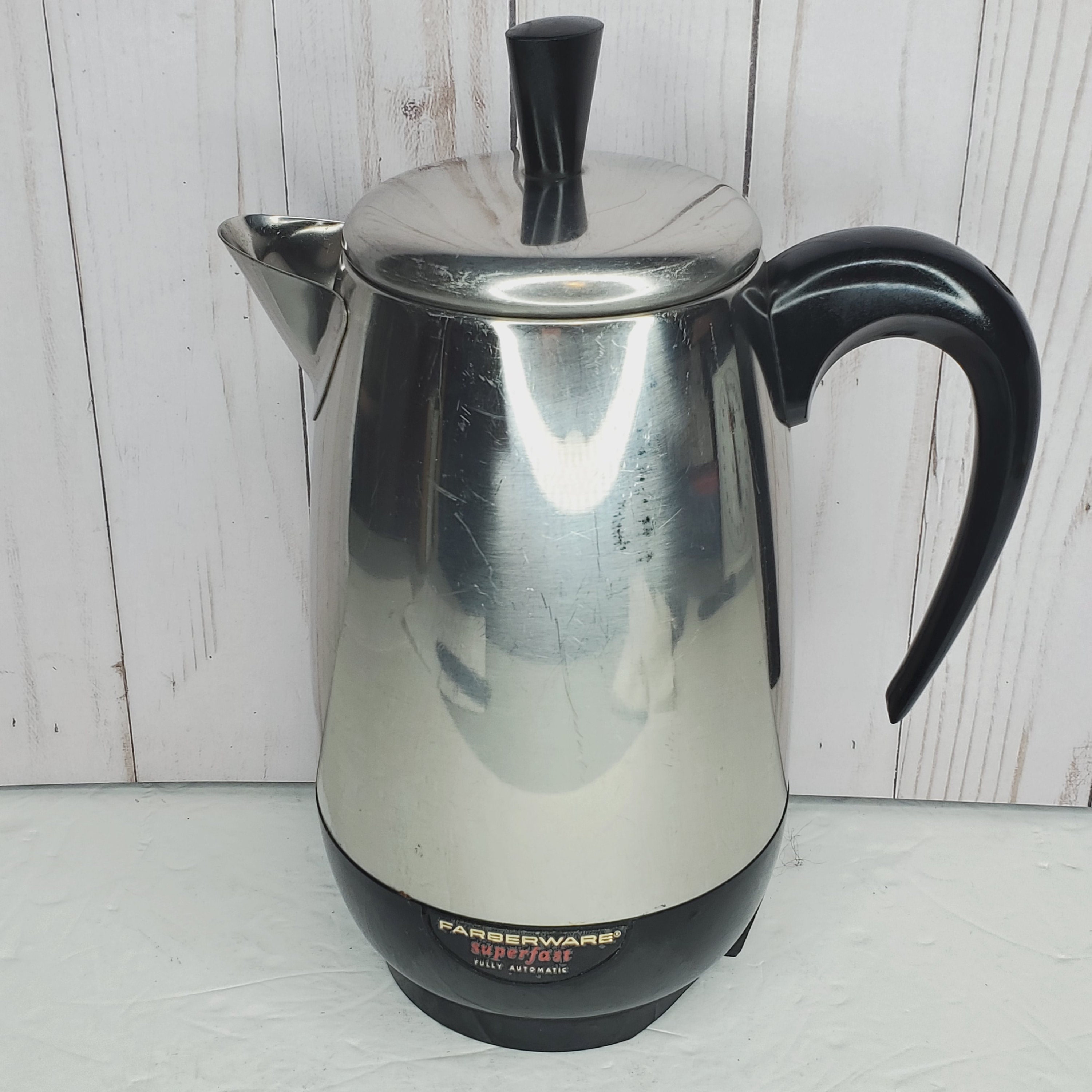 Vtg Farberware 2 8 Cup Coffee Pot Stainless Steel & Chrome