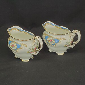 Vtg Coalport Bone China Mini Creamer Broadway Blue Pattern Set of 2