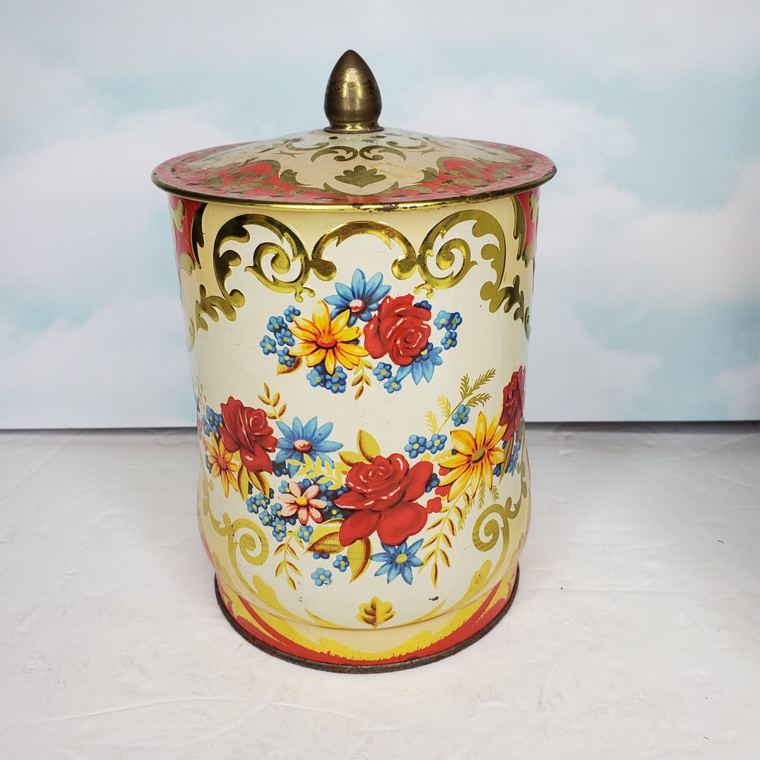 Murray Allen English Biscuit Tin Metal Cookie Container Red Etsy