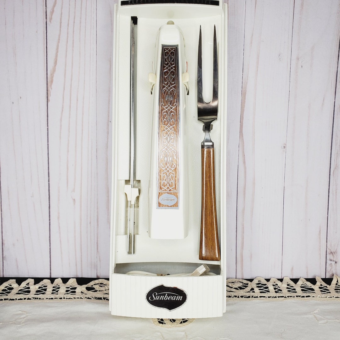 Sunbeam electric knife carving fork in original box wall etsy