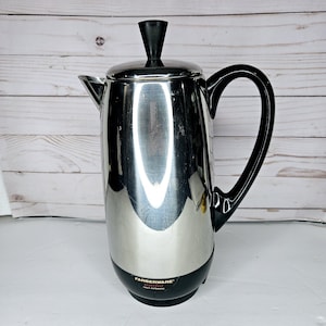 Farberware 2 - 12 cup Coffee Pot Stainless Steel & Chrome Electric Percolator Model 142 B