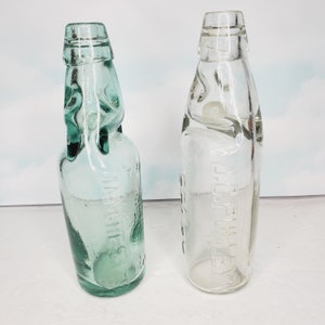 Vtg Codd Neck Bottles with Marbles Set of 2