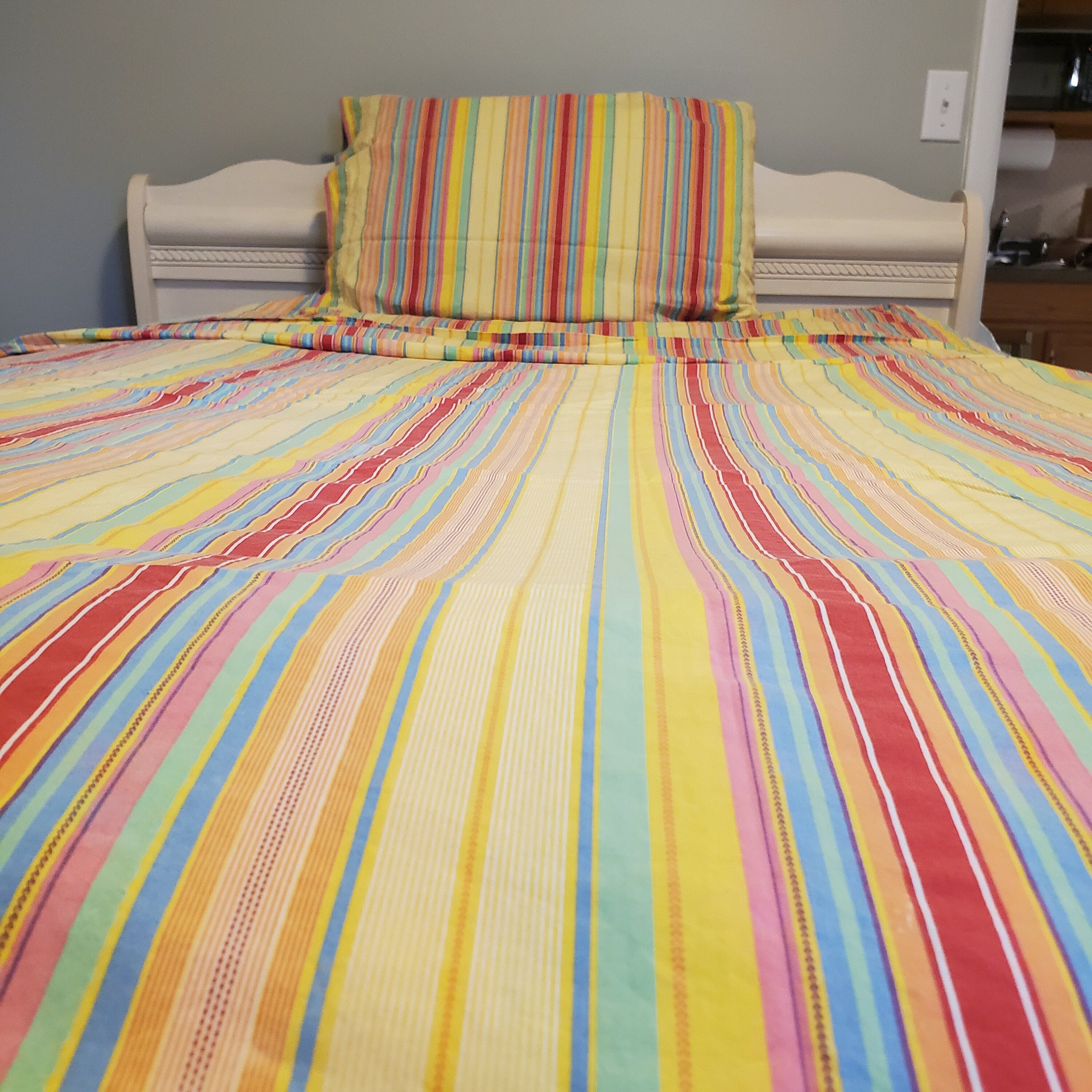 Multicolor Striped Twin Fitted Sheet Set 100% Cotton Made in | Etsy