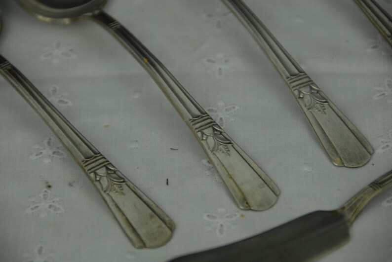 1939 International Silver Flatware Court Silver Plate 6 pc Salad Fork not shown Made in USA