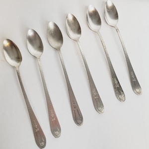 Vintage National Silver Plate S.E.B. Five Pattern Hammered Lot of 6