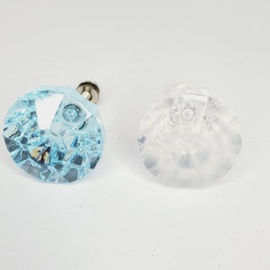 Plastic Knobs Set of 2 with Screws Clear and Blue