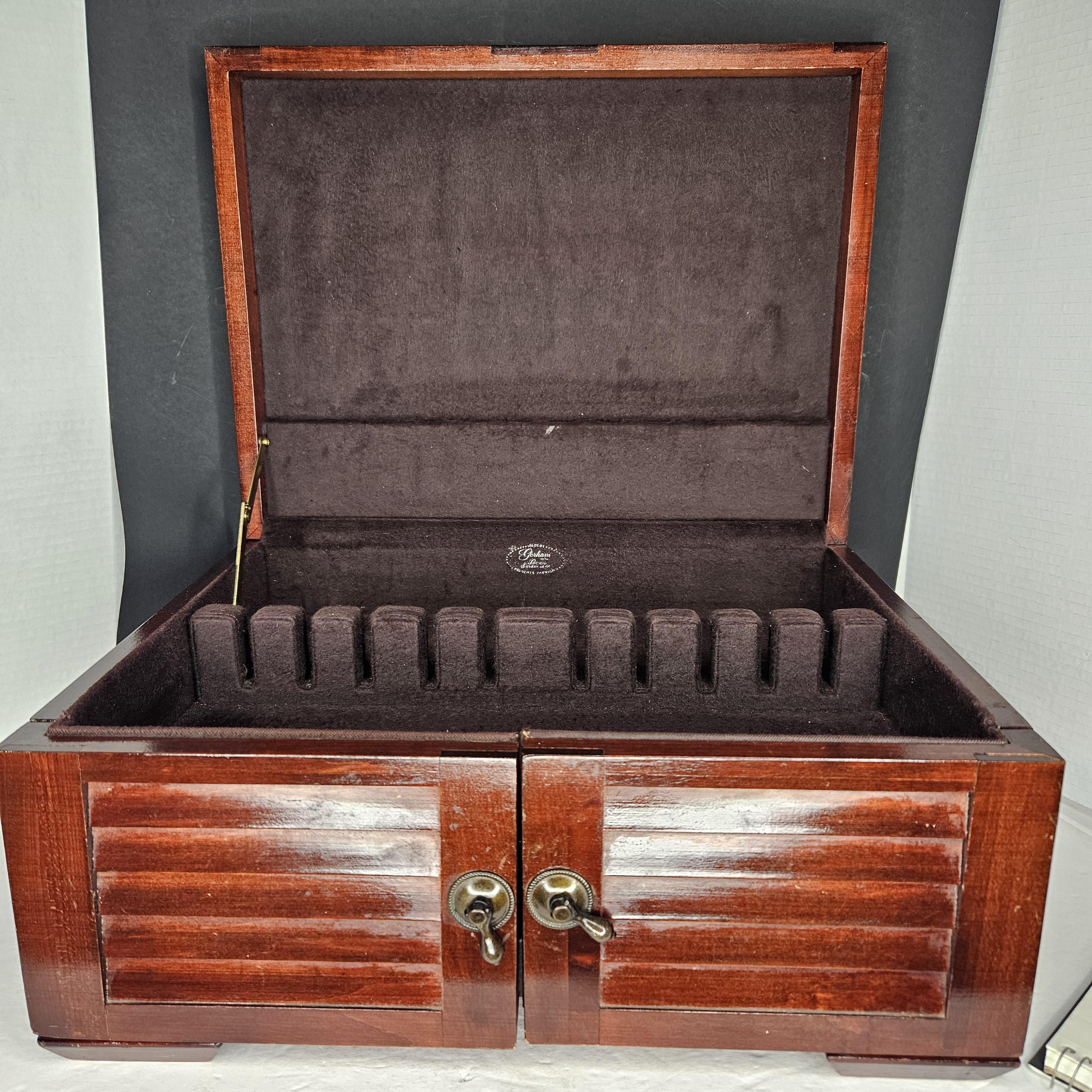 Gorham Wooden Silverware Chest w/ 1 Drawer Anti Tarnish Holds Service for 12 SCRATCHES