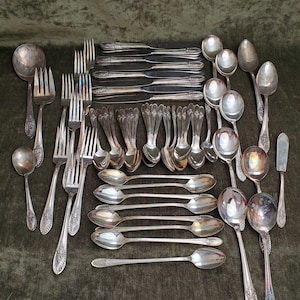 1954 International Silver Plate Rogers & Bro Rivera Revisited 62 pezzi Made in USA