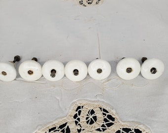 White Ceramic Drawer Knobs with bolts Set of 7