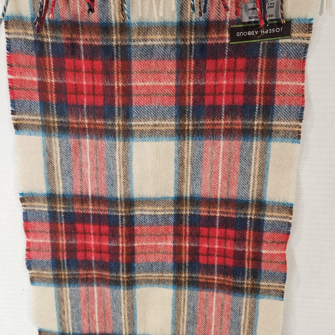 Joseph Abboud 100% Cashmere Plaid Scarf Made in Germany 52 X  display picture 1