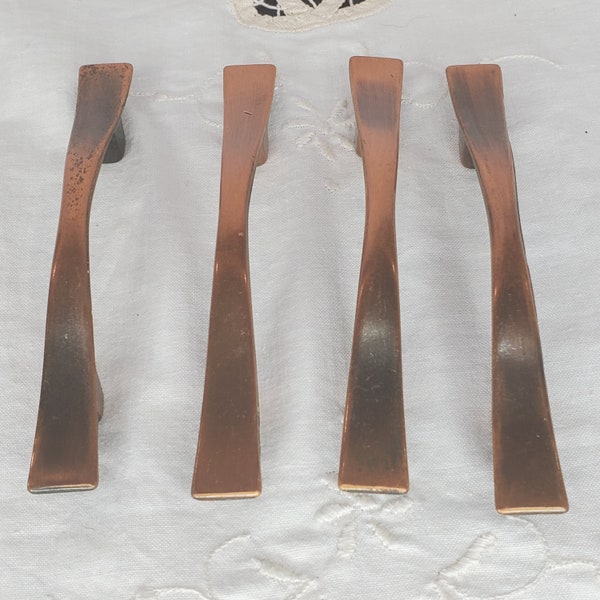 Cabinet Door Pulls Copper Color Set of 4 no screws 3" on center