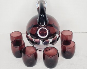 Farber Brothers Krome Kraft & Cambridge Glass Amethyst Tilt Ball