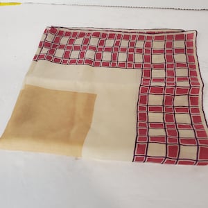 Square Scarf 17&quot; x 17&quot; Squares Yellow White Red STAINS