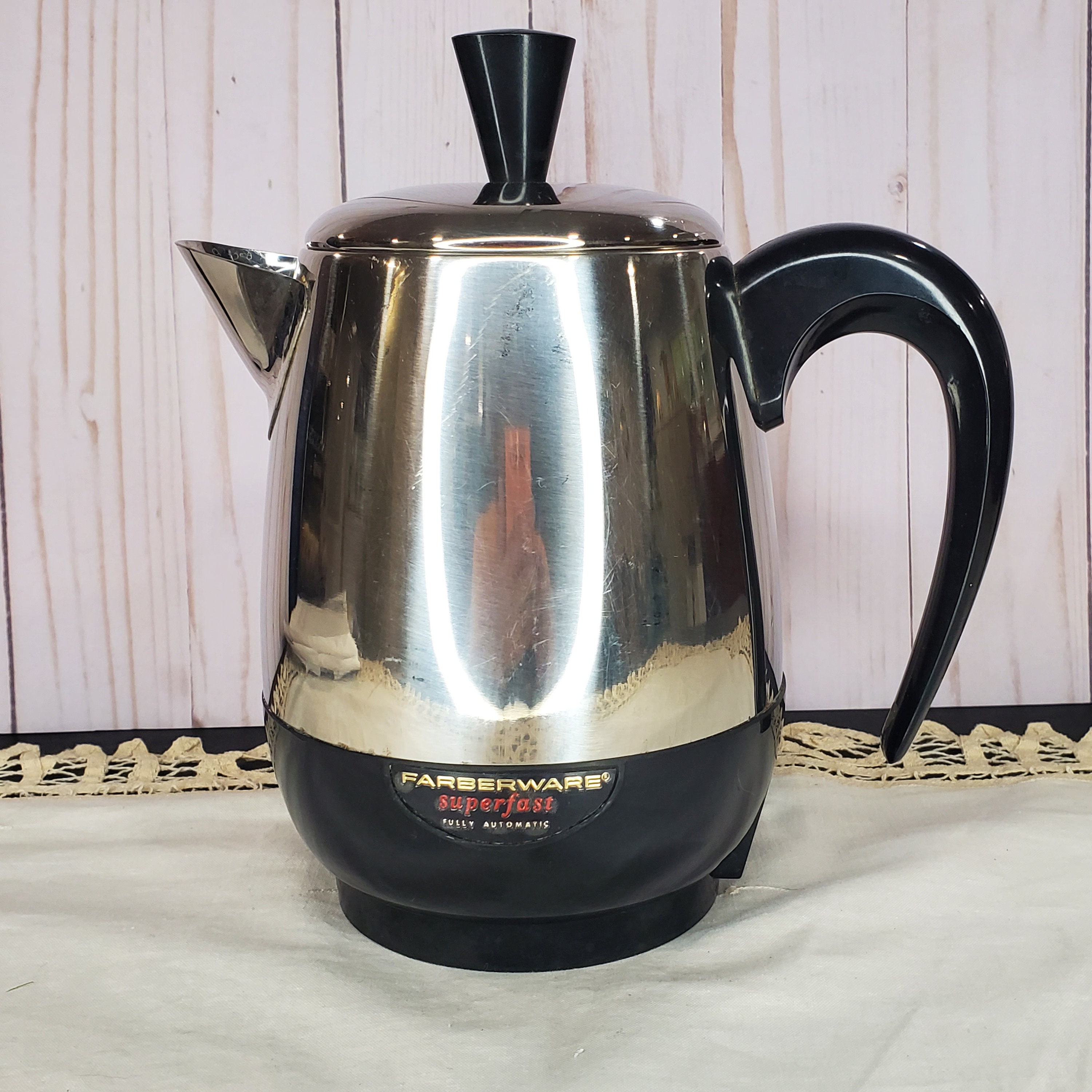 VTG Farberware Coffee Pot 2 4 Cup Stainless Steel & Chrome