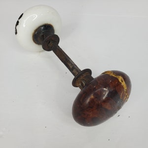 Vintage Ceramic Door Knobs Brown and White