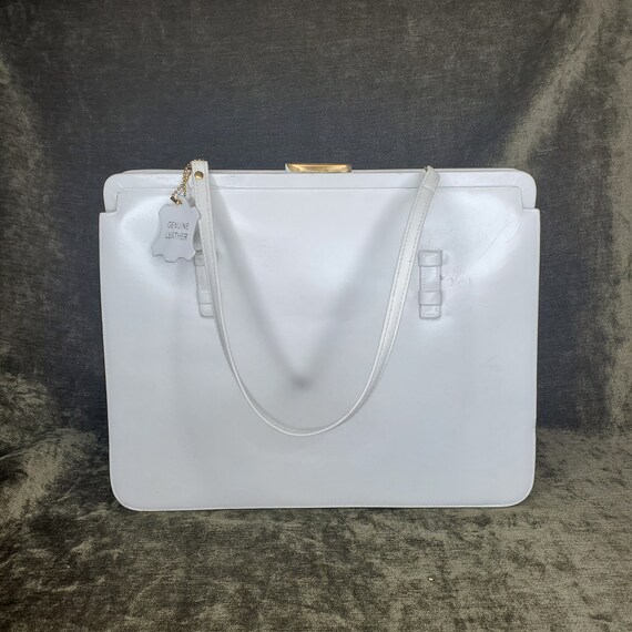 60's / 70's White Leather Purse by Lederer of Par… - image 2