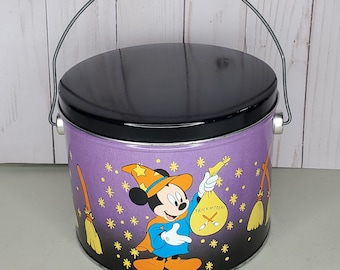 Mickey Sorcerer Metal Bucket with Handle Trick or Treat EMPTY