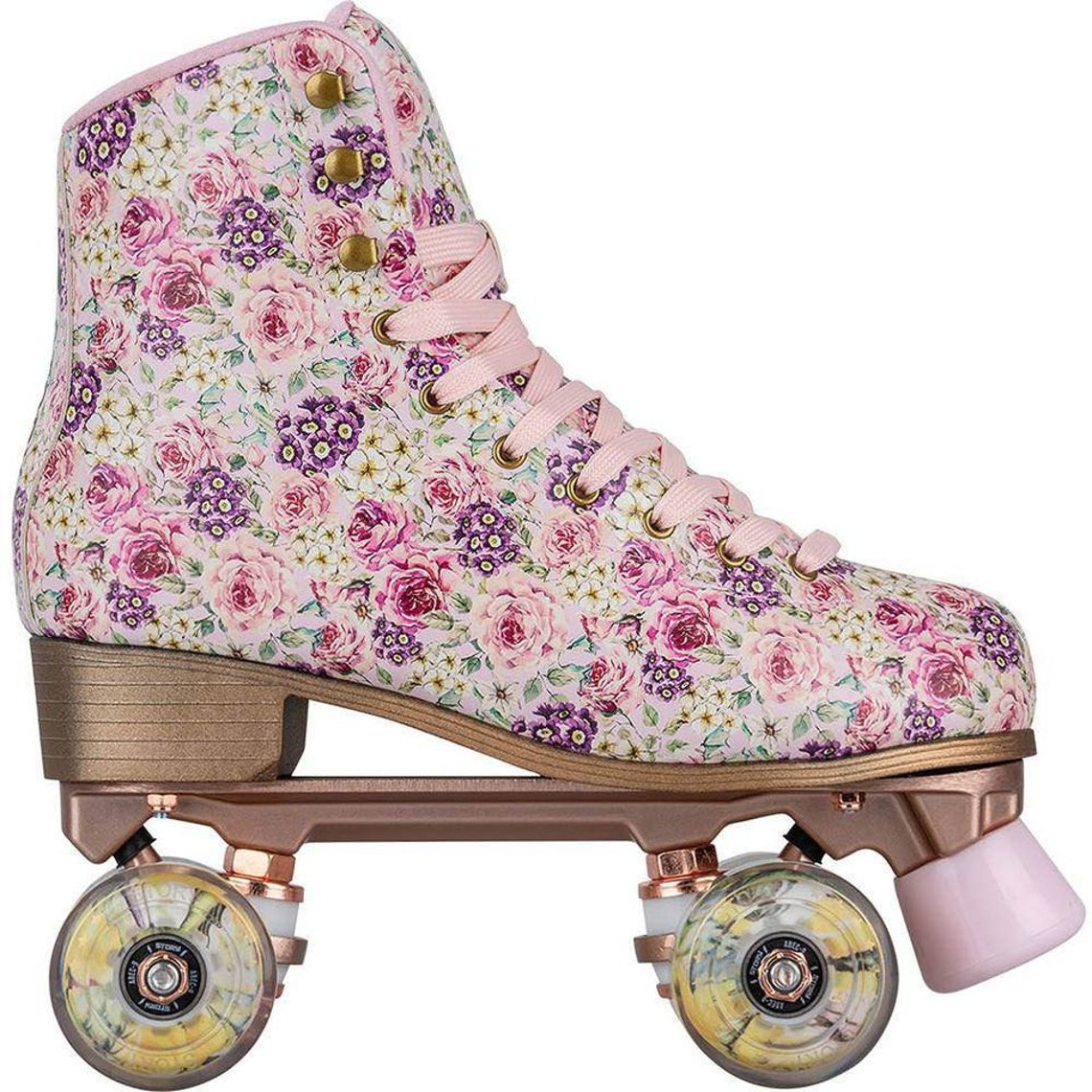 Pink Floral Four Wheel Flower Peony Rose Gold Roller Skates | Etsy