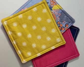 Mix and Match Sunny Fabric Coasters, set of 4