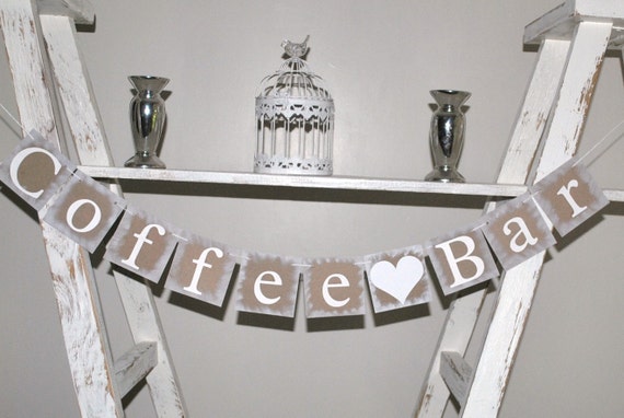 Coffee Bar Banner Table Decor Wedding Reception Rustic Etsy