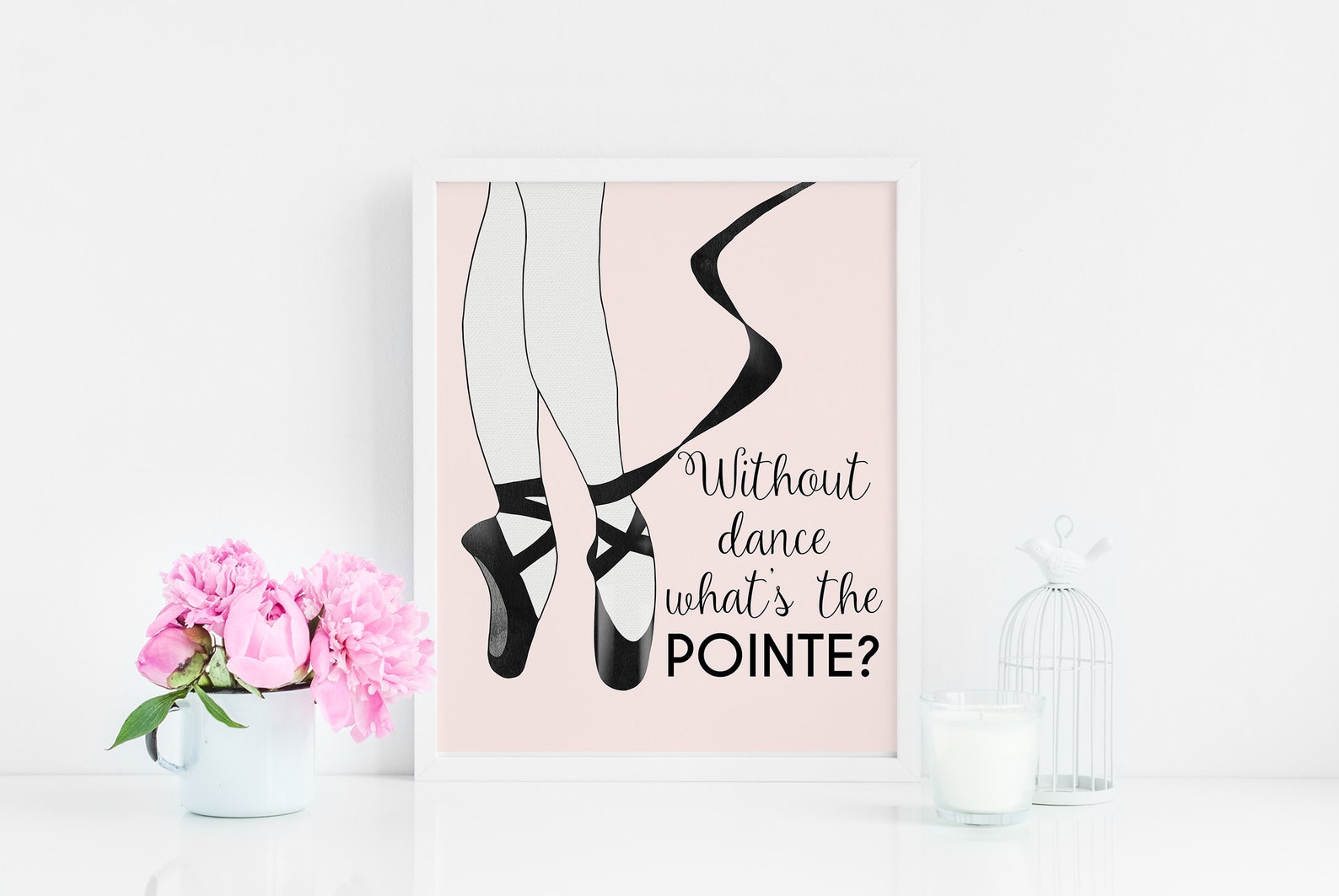 ballet art print, dance typography, instant download, ballerina, motivational art, pink black wall decor, printable, vanity, gir