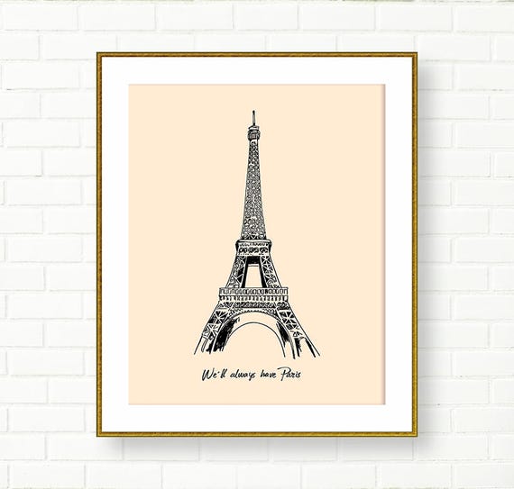 Eiffelturm Kunstdruck Paris Druckbare Casablanca Zitat Schwarz Etsy