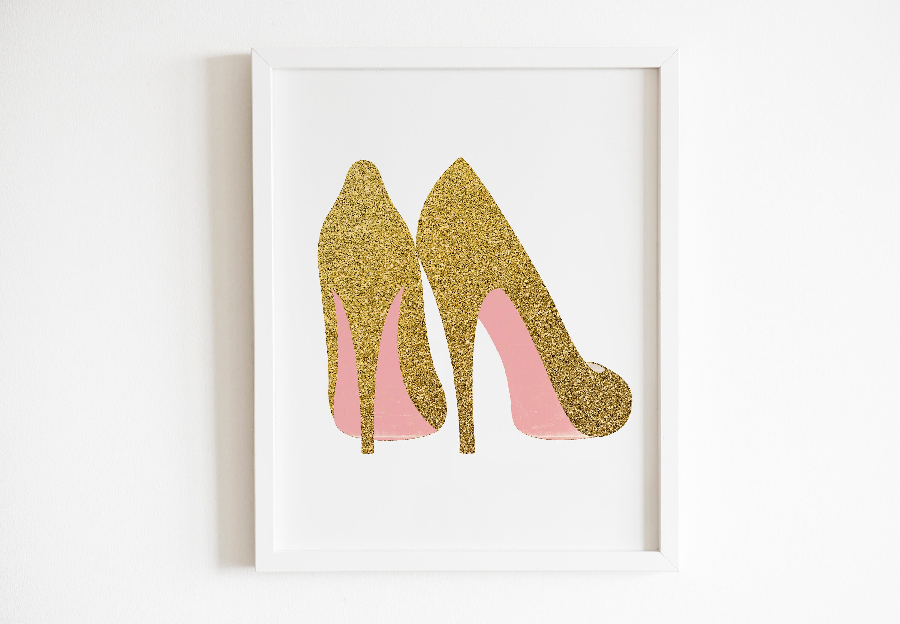 Gold Shoes Print Printable Wall Decor Art Poster Fashion | Etsy