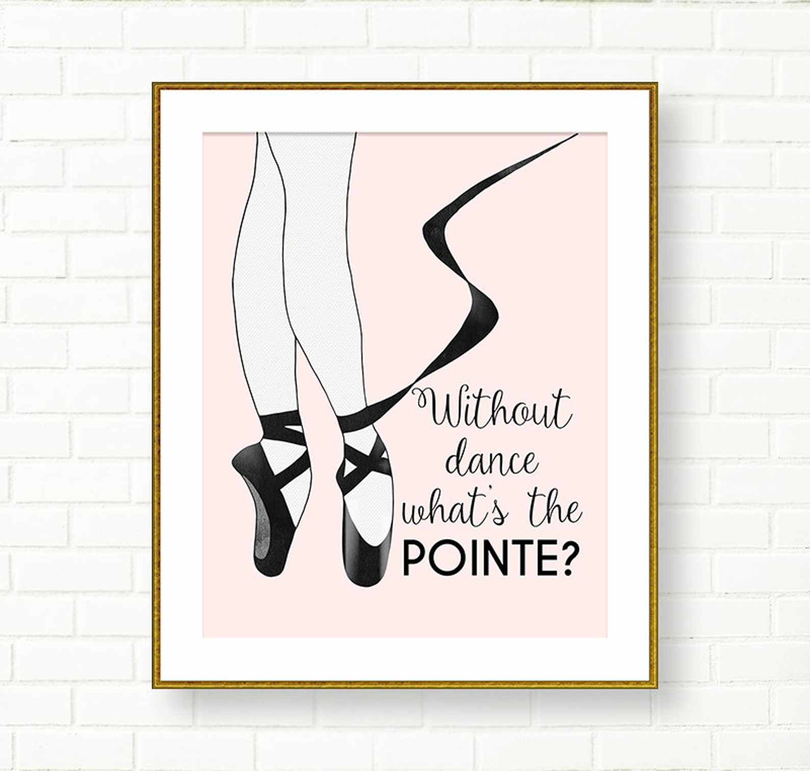 ballet art print, dance typography, instant download, ballerina, motivational art, pink black wall decor, printable, vanity, gir