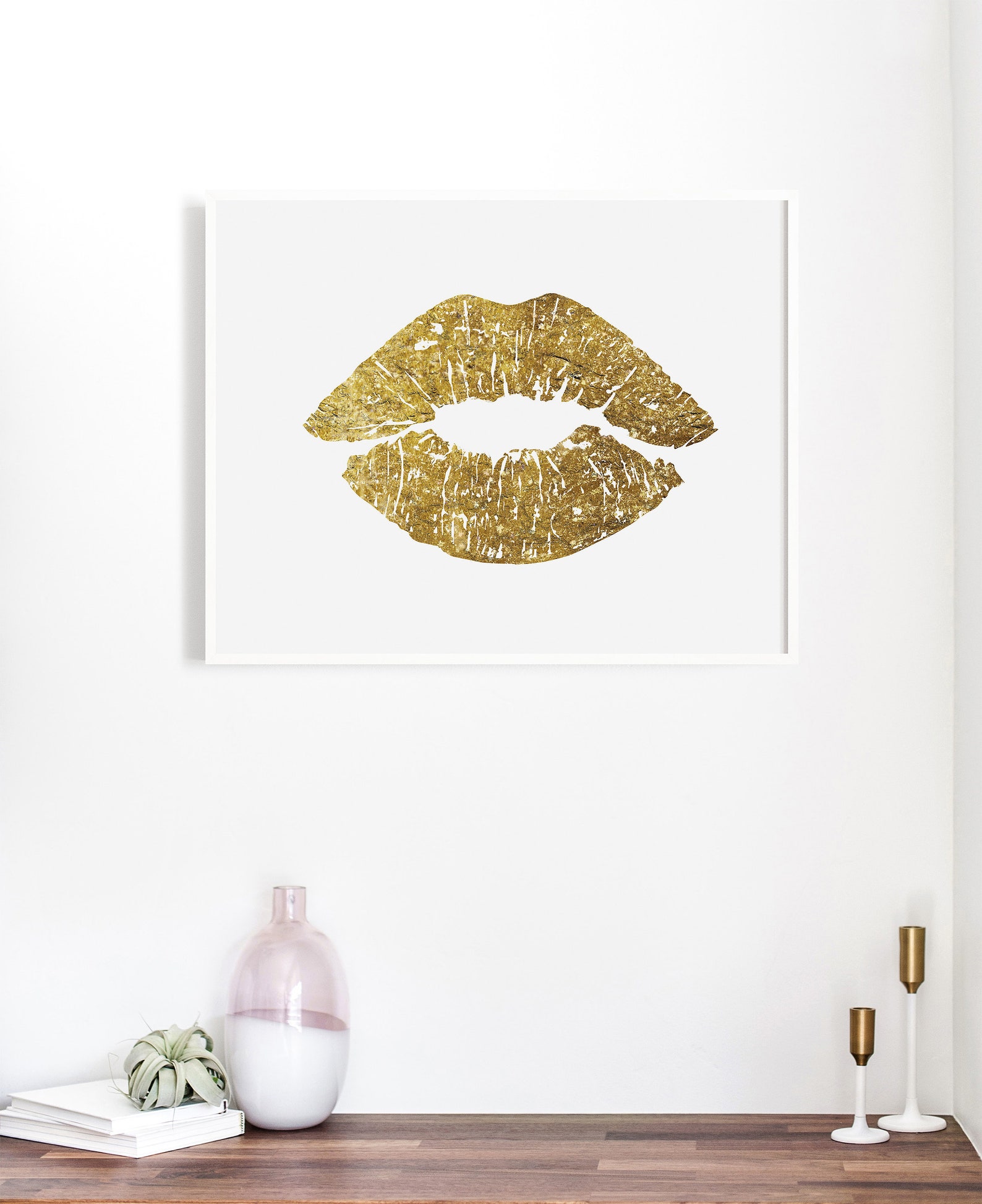Gold Lips Print Printable Gold Foil Lips Art Gold Modern Art Etsy