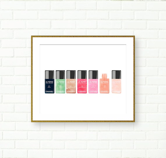 Chanel Nail Polish Art Print INSTANT DOWNLOAD Vanity Wall Etsy