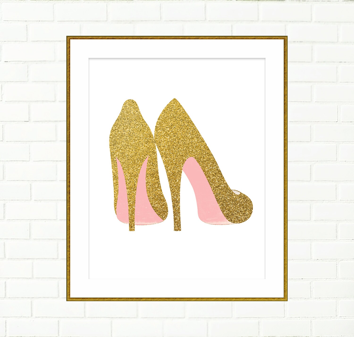 Gold Shoes Print Printable Wall Decor Art Poster Fashion | Etsy