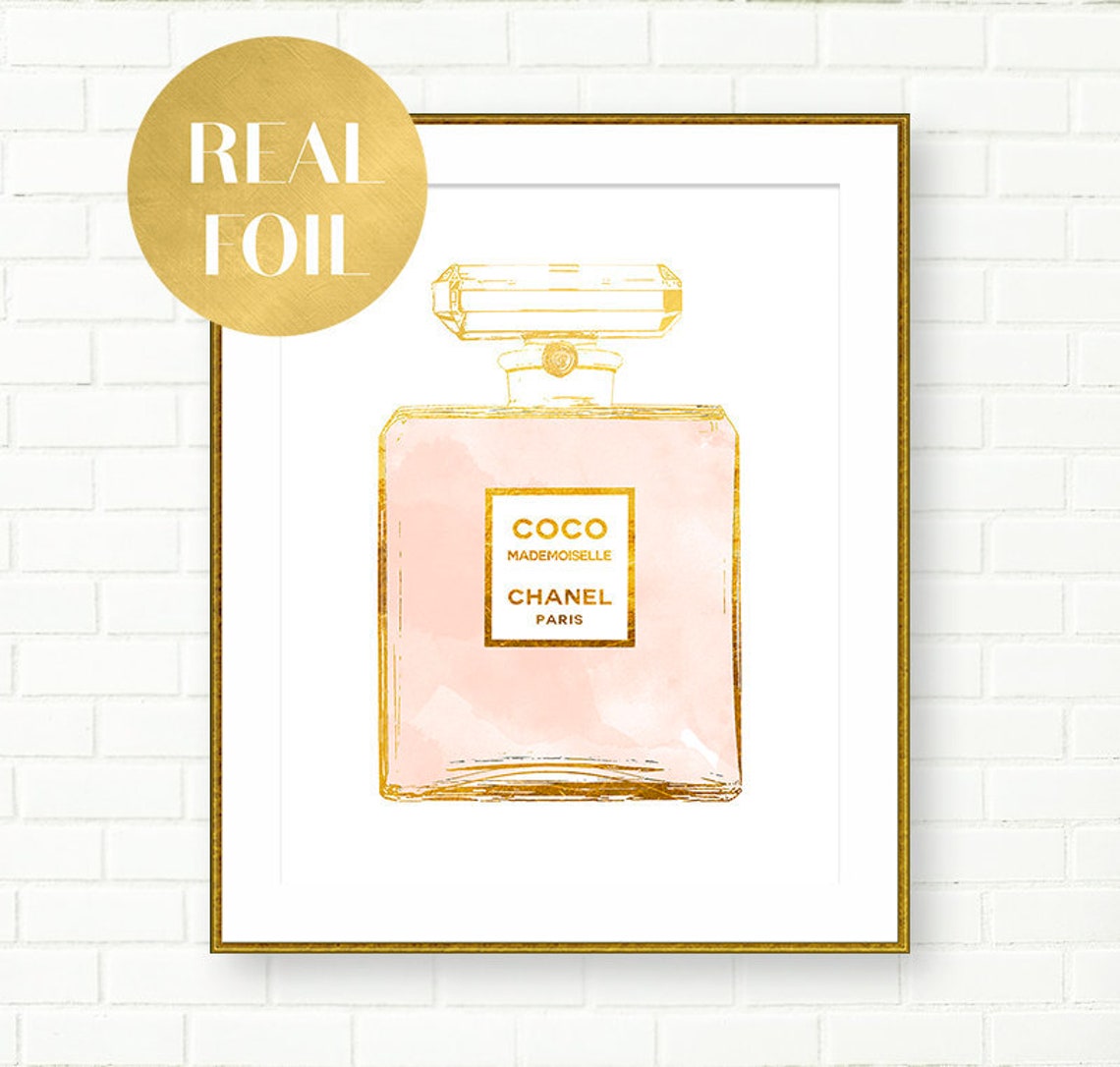 Coco Chanel Gold Perfume Print Coco Mademoiselle Fashion