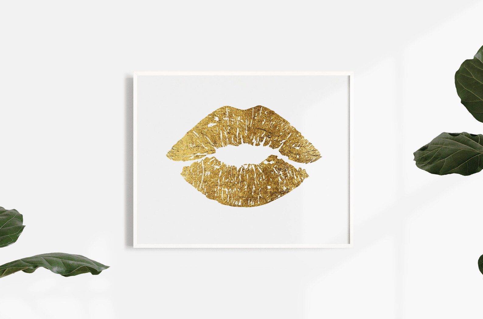 Gold Lips Print Printable Gold Foil Lips Art Gold Modern Art | Etsy